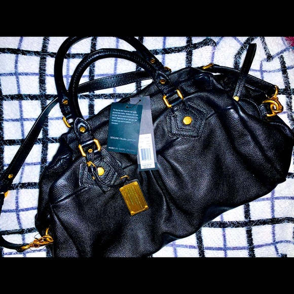 MARC JACOBS BLACK ITALIAN LEATHER SATCHEL BAG - Picture 2 of 14